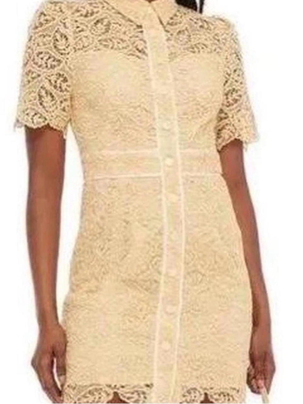 SANDRO Paris Brand New Guipure Lace Mini Dress NWT Neutral Tan Pastel XS